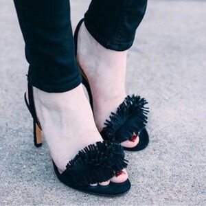 Banana Republic Honey Bis Fringe Heels in Black